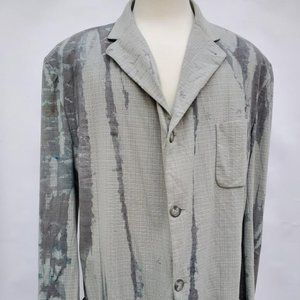 NEW FENDI virgin wool XXL 62 gray grey black blue green blazer jacket tie dye 3X